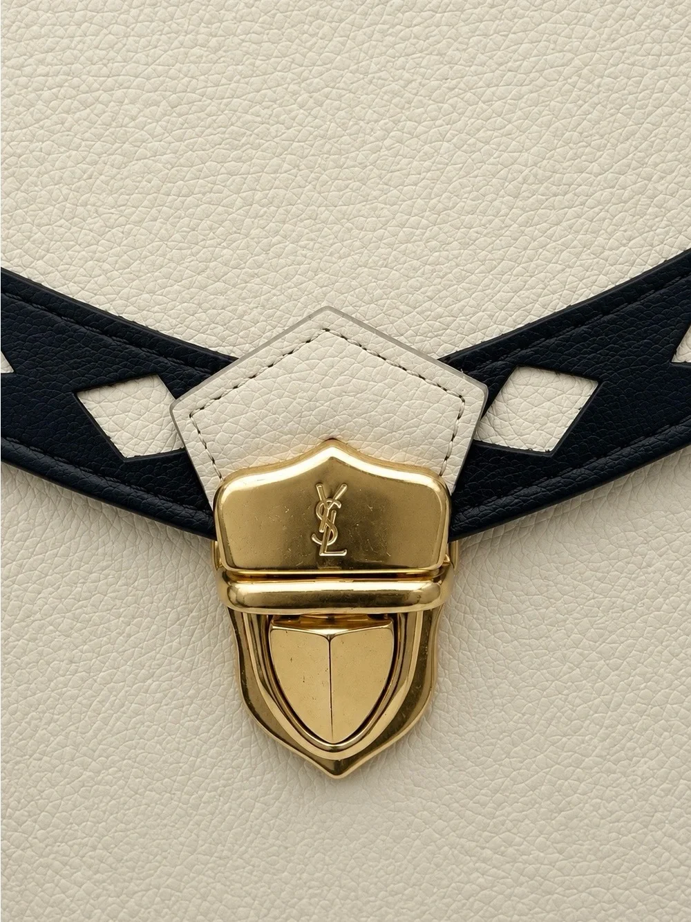 Yves Saint Laurent Vintage Ivory Leather 2-Way Top Handle & Crossbody Bag